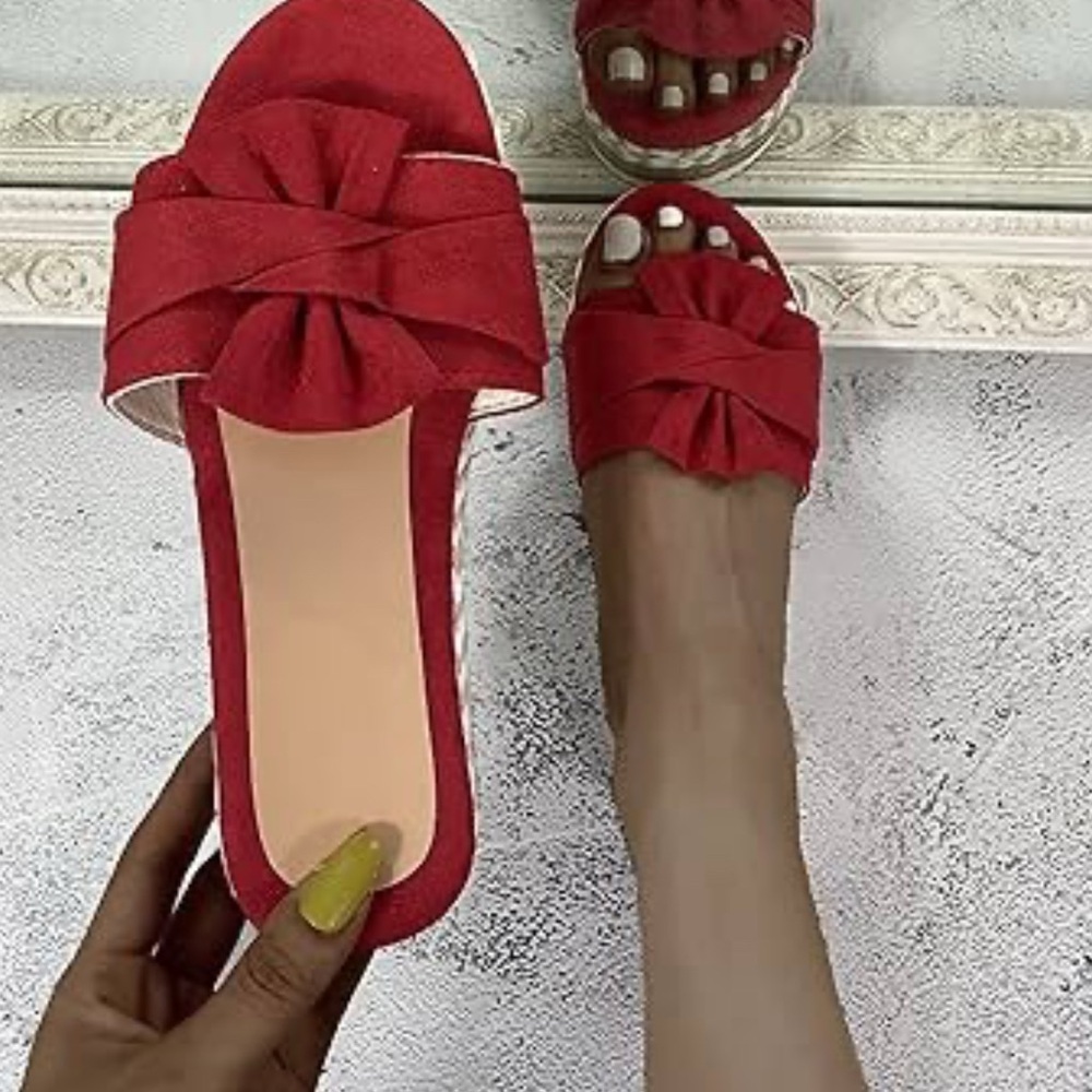 Red Bow Slide Sandals